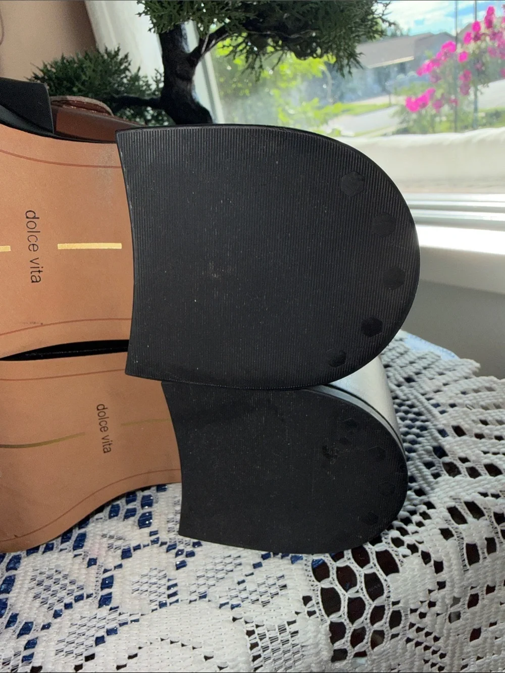 Dolce Vita White, Brown and Black Leather Buckle Loafers